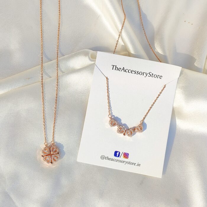 2 Way Magnetic Heart Necklace Rose Gold