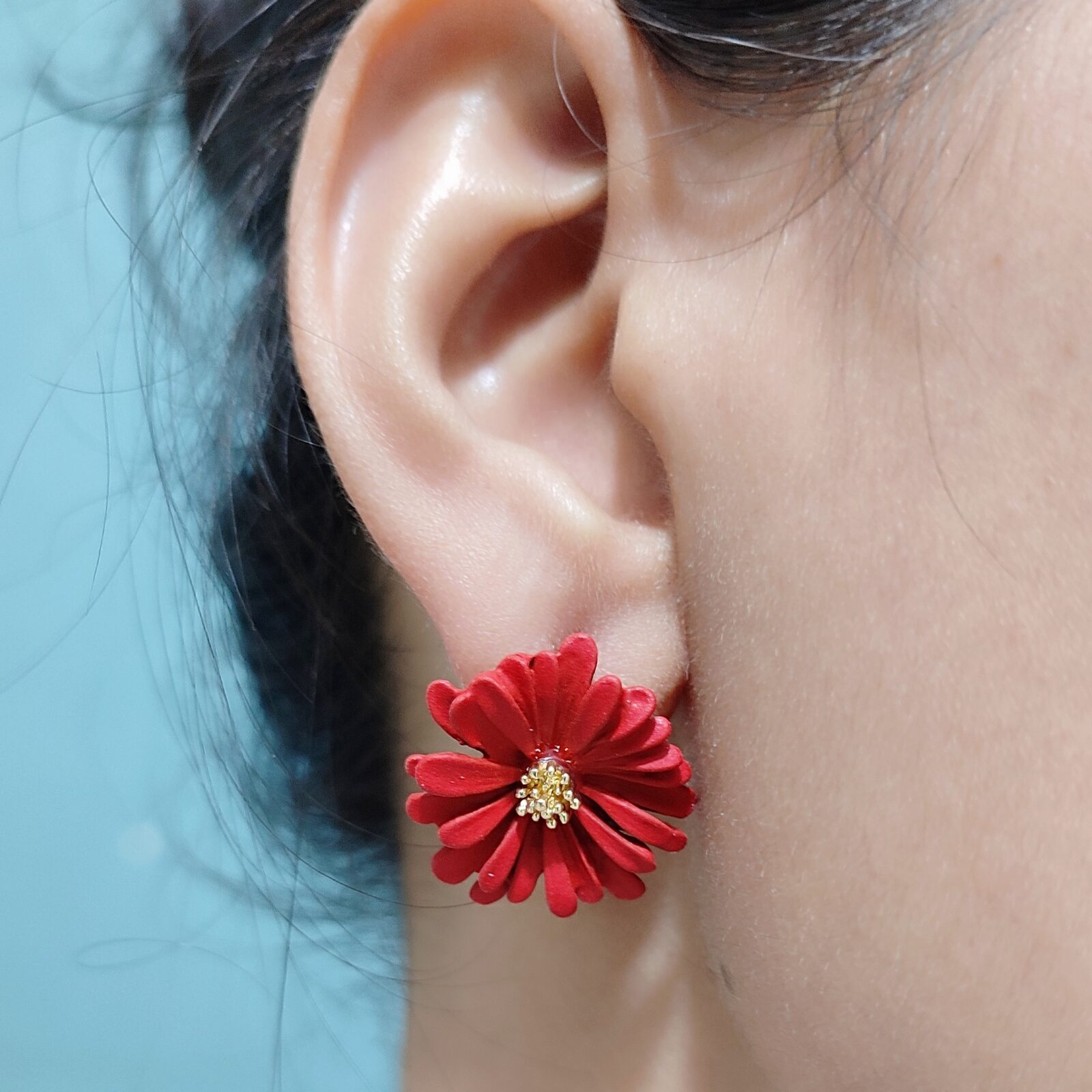 Elegant Red Orange Flower Rose Gold CZ Crystal Stud Earring – Neshe Fashion  Jewelry