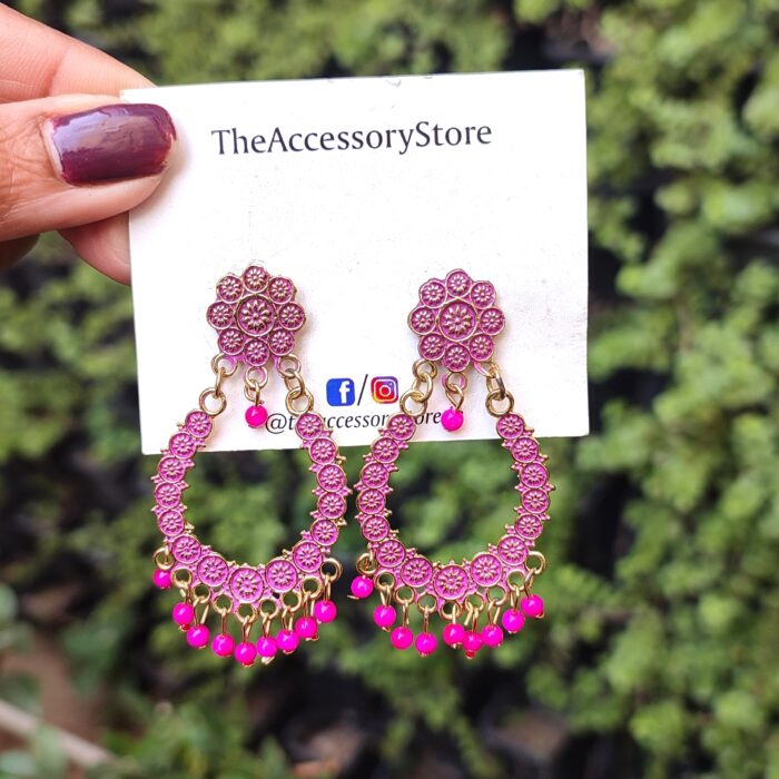 Pink deals ethnic earrings