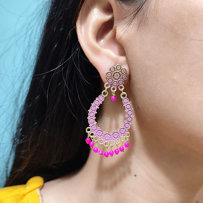 Pink Glass Beads Handmade Jhumka German Silver Oxidised Jewelry Hanging Earrings  Ethnic Jewelry Jhumka Jhumki Wedding Gifts Bohemian - Etsy