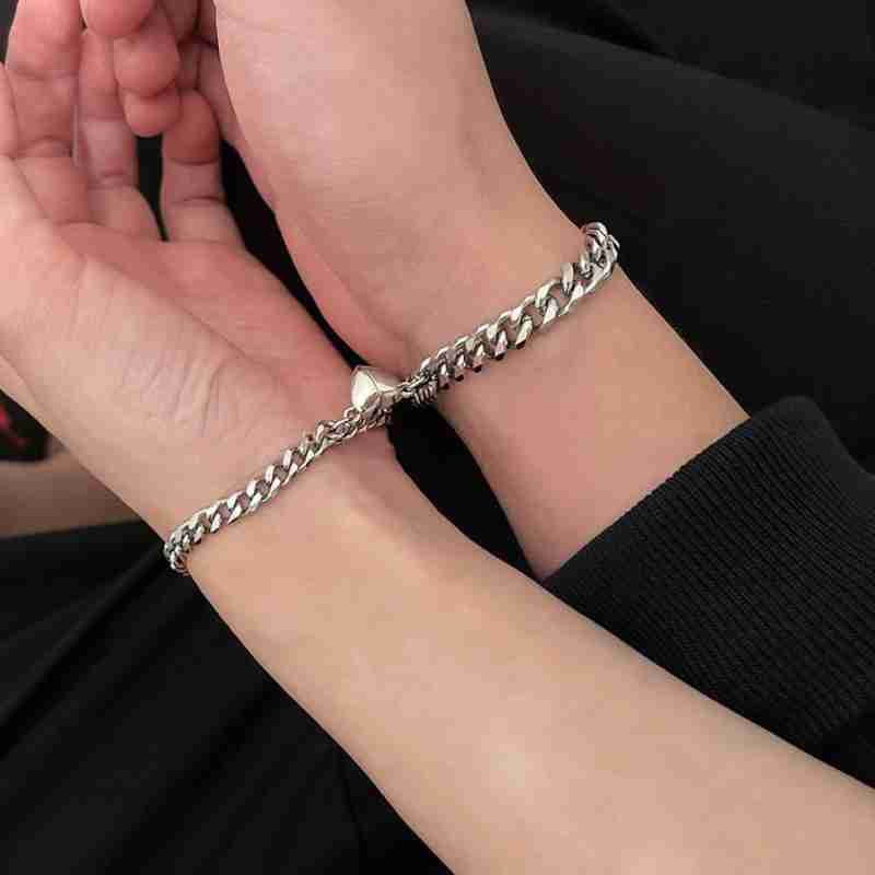 Buy Myjewel 2Pcs Loving Magnet Bracelet Stainless Steel Heart shaped  Romantic Love Couples Friendship promise 2 in 1 duo Wrist Band Bracelet at  Amazon.in